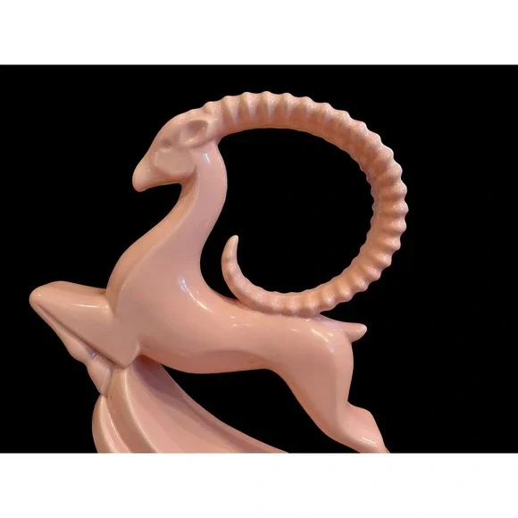 Vintage Pink Ceramic Gazelle Antelope Figurine Statue Mid Century Modern‎ Decor - Picture 8 of 9